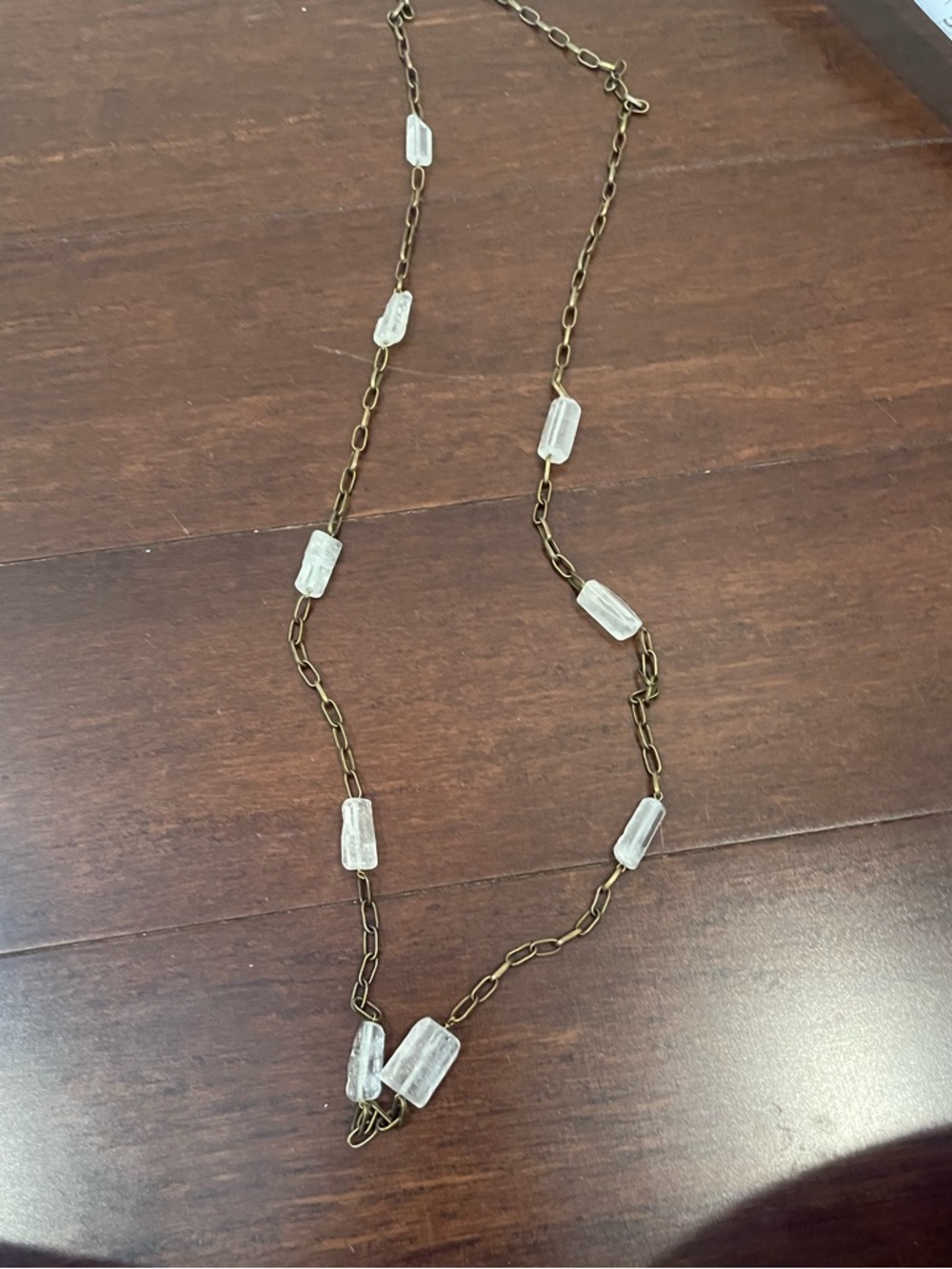 glass beaded long strand necklace